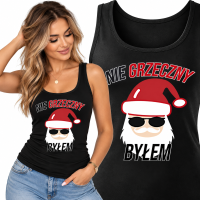 TANK TOP DAMSKI ŚWIATECZNY  NIE GRZECZNY